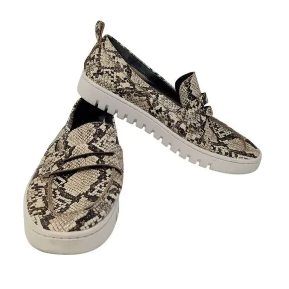 Vionic 8 Uptown Loafer Ivory Multi Snakeskin Career Casual Comfort Boating Women - Picture 2 of 10